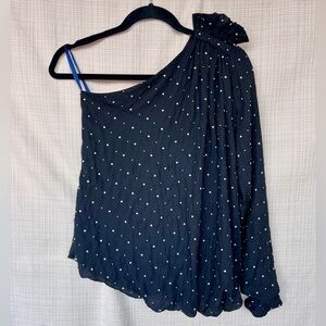 Vintage Y2k Robert Rodriguez One Shoulder Top With Silver Studs Glam Punk Thrash